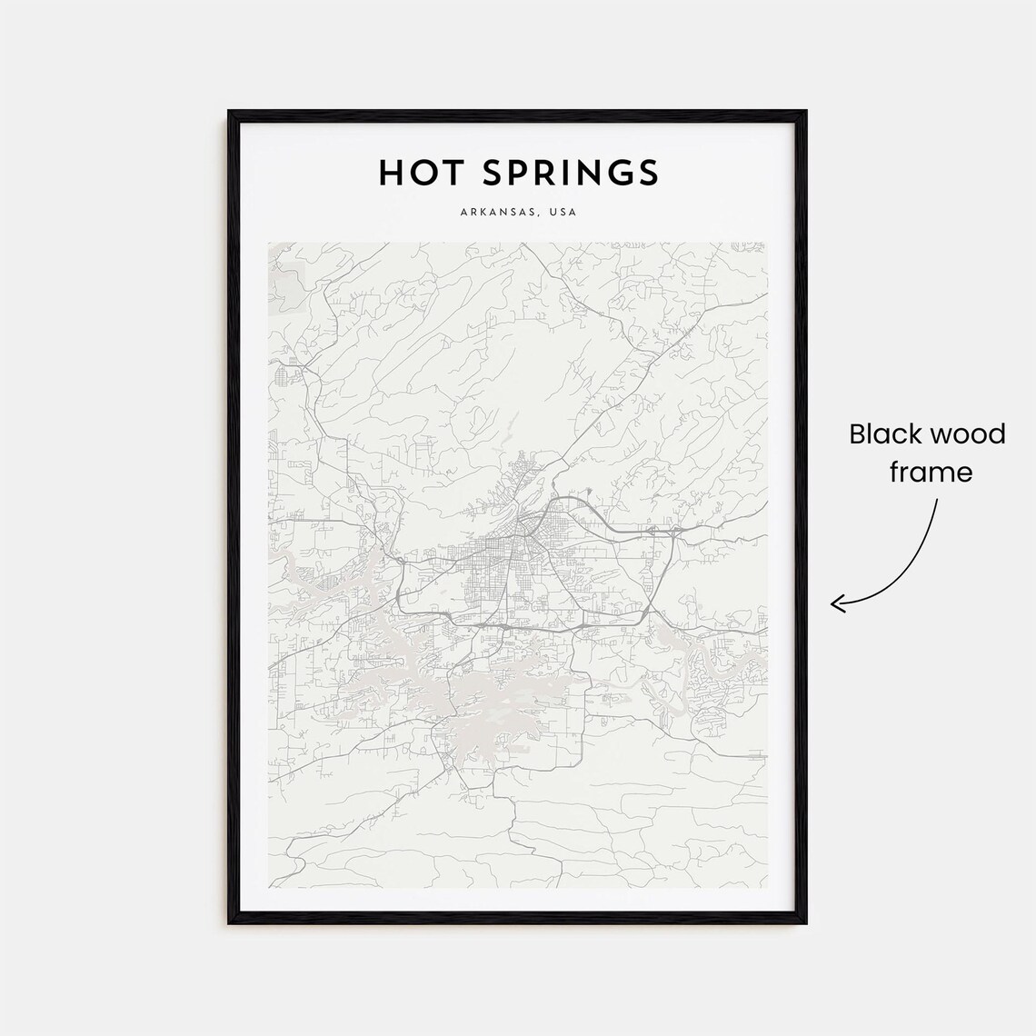 Hot Springs Arkansas USA Minimalist Street Map Line Art Poster - Image 3