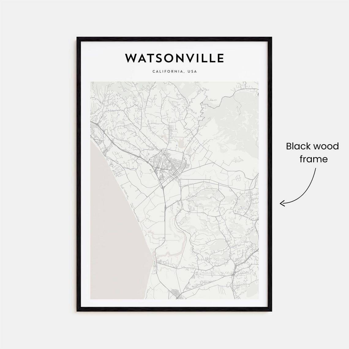 Watsonville California Minimalist Street Map Poster Home Decor - Image 3