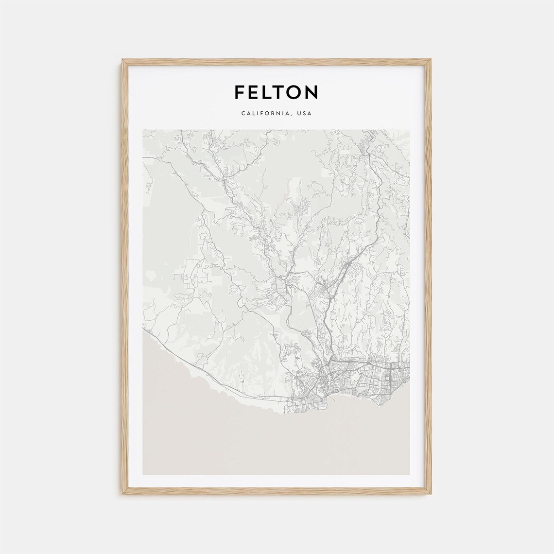 Felton California Minimalist City Street Map Poster Modern Decor