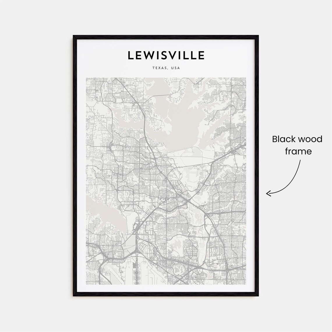 Lewisville Texas USA City Street Map Minimalist Line Art Poster - Image 3