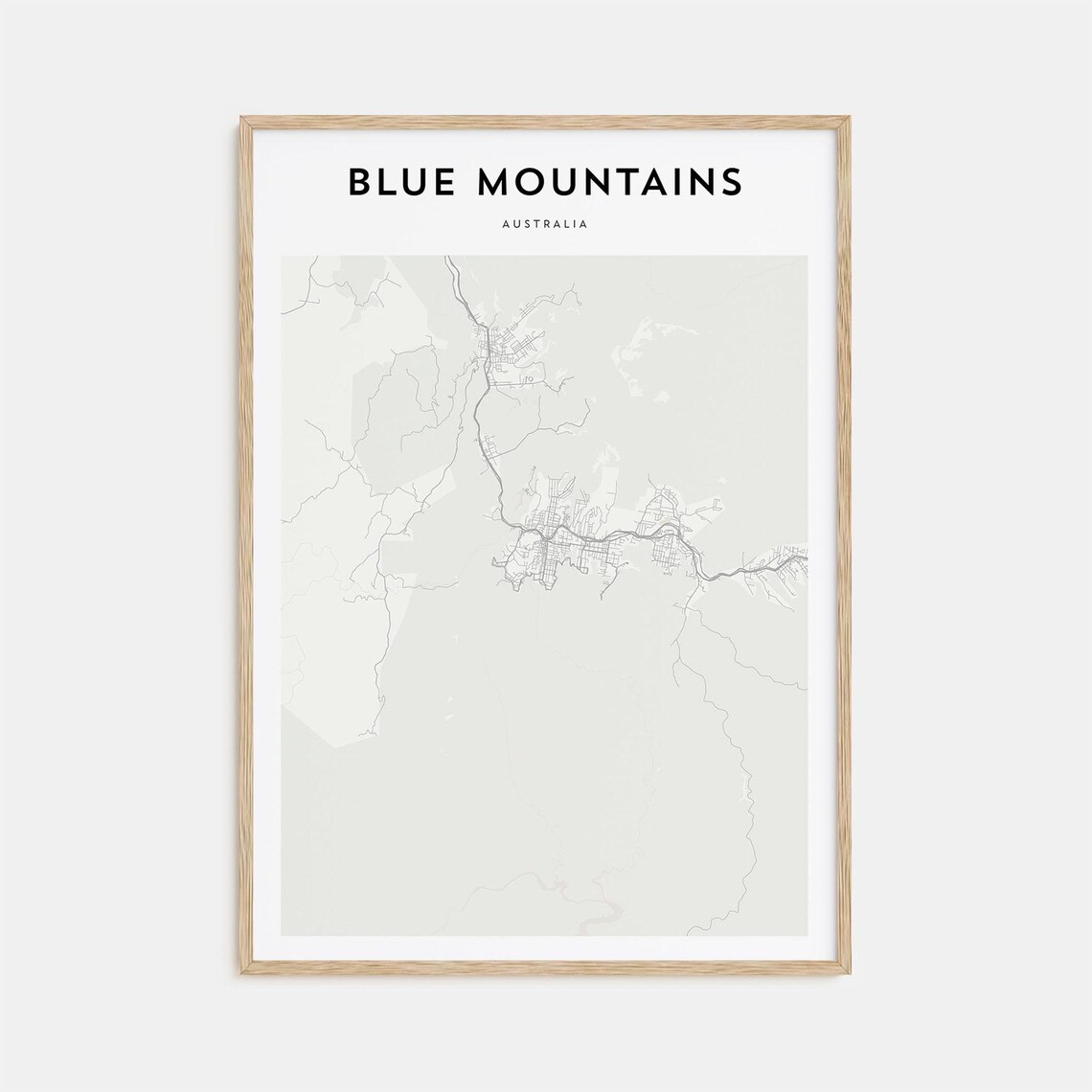 Blue Mountains Australia Minimalist Region Map Line Art Travel Poster