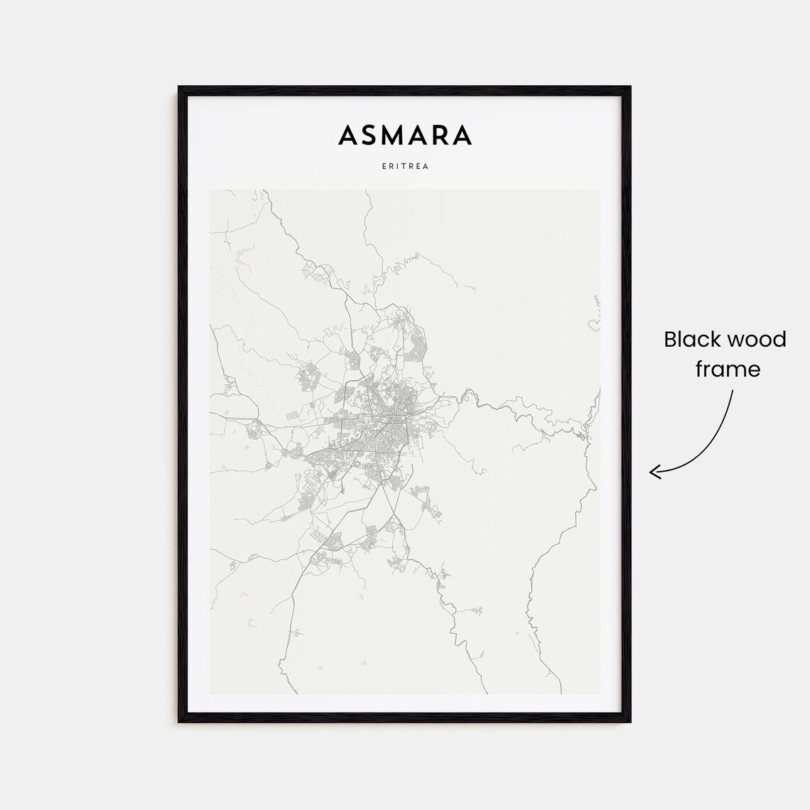 Asmara Eritrea Minimalist Detailed City Map Street Grid Poster - Image 3