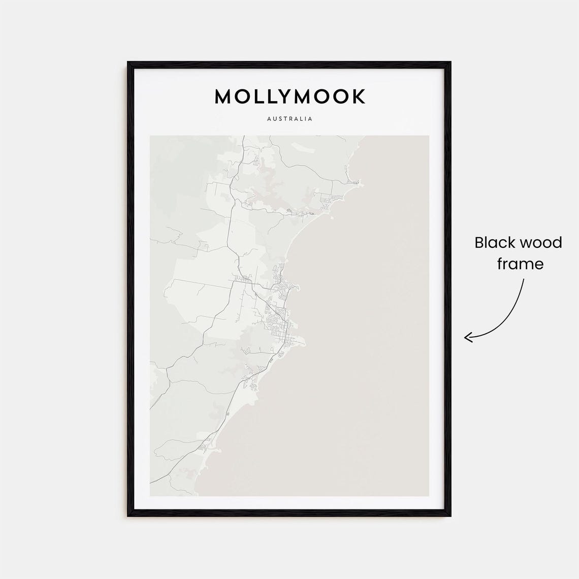 Mollymook Australia Minimalist Light Gray Coastal Town Map Poster - Image 3