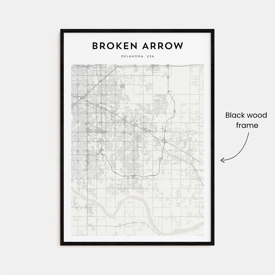 Broken Arrow Oklahoma Minimalist Street Map Modern Travel Poster - Image 3