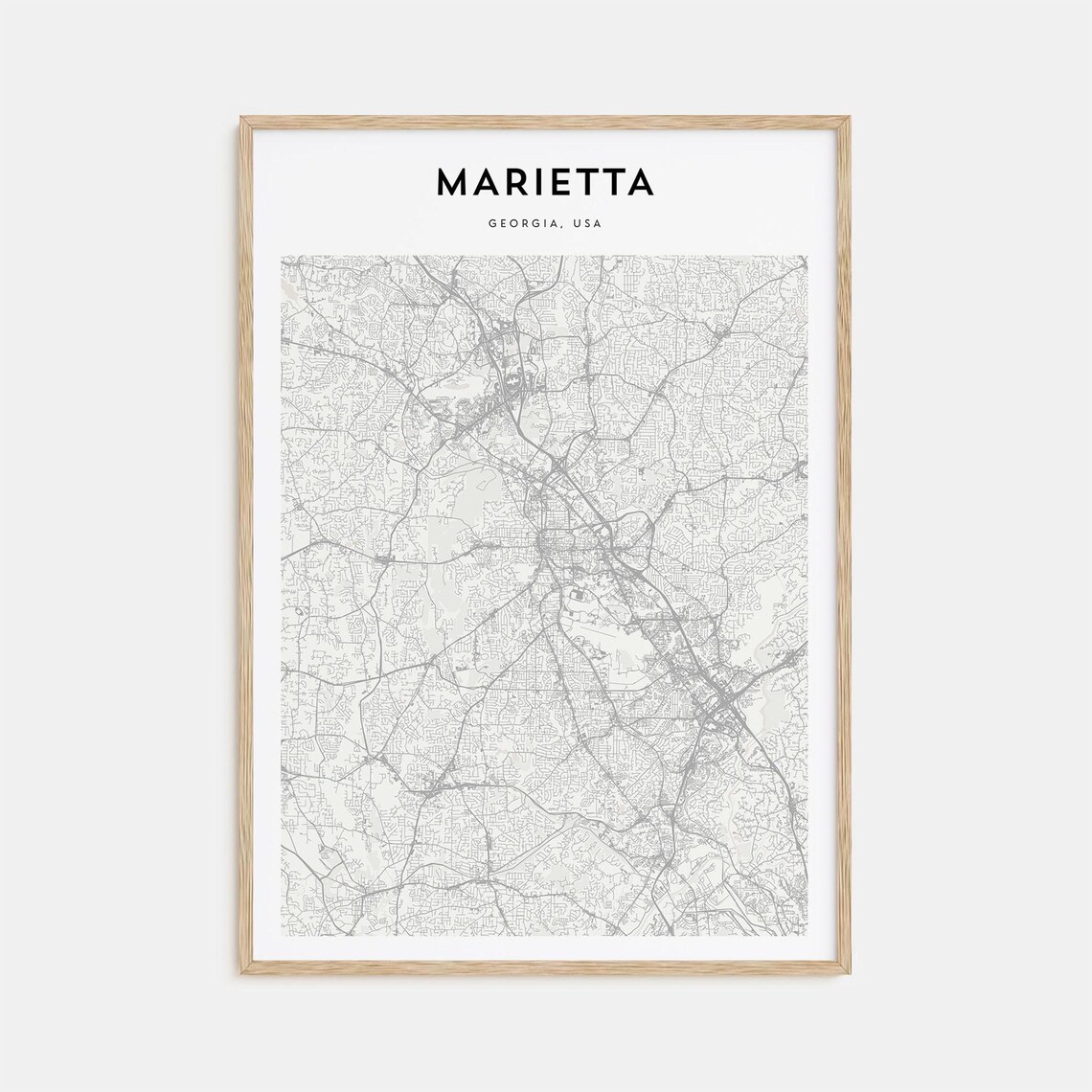 Marietta Georgia Atlanta Suburb Beige Minimalist Map Art Poster