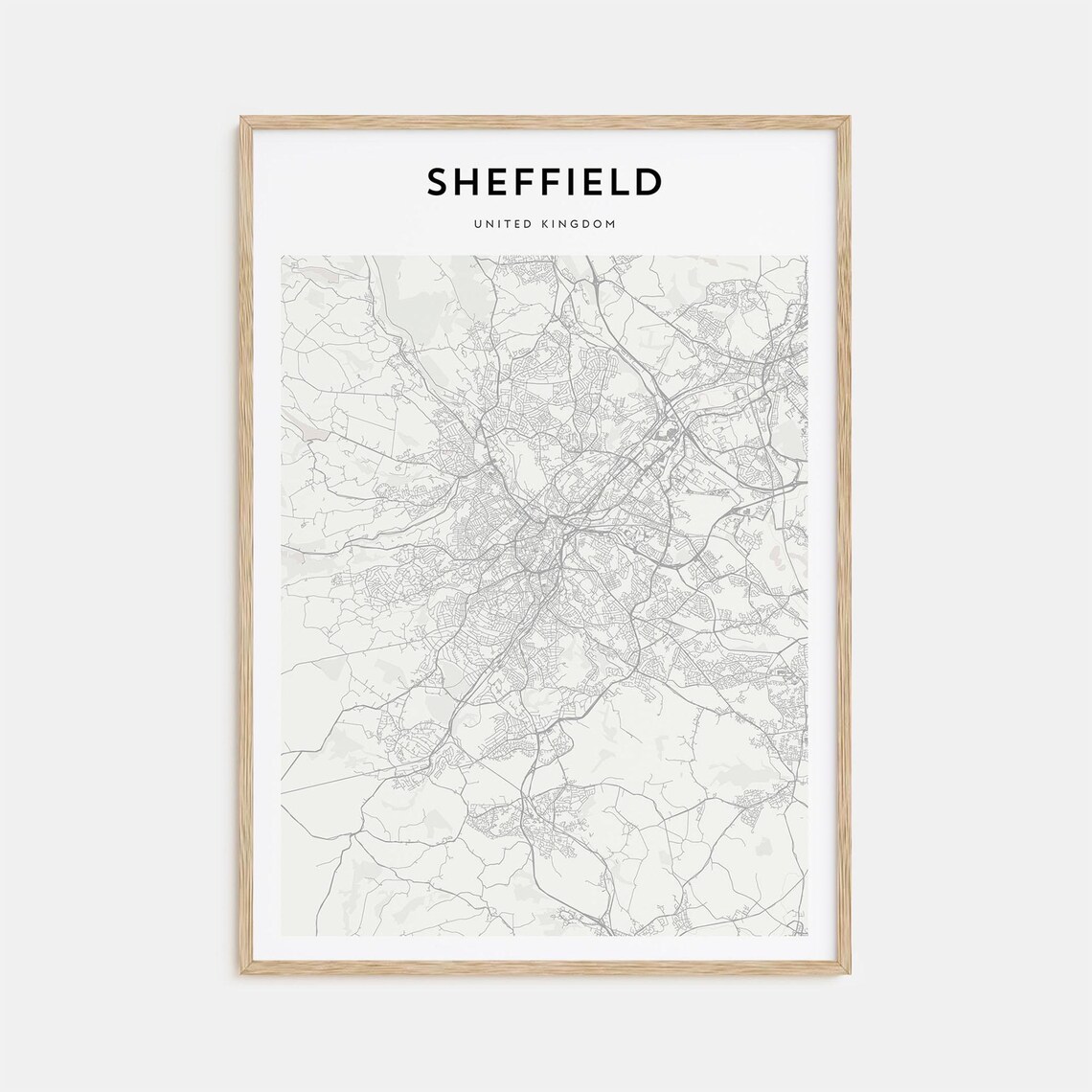 Sheffield United Kingdom Street Map Poster Minimalist Modern Decor
