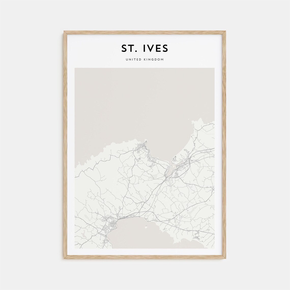 St. Ives United Kingdom Minimalist Coastal Map Line Art Poster