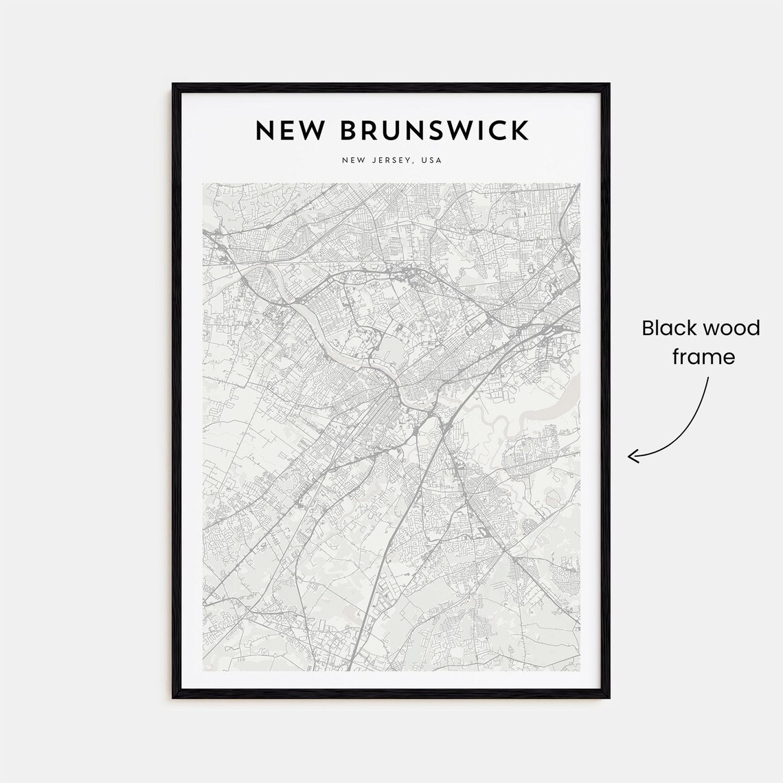 New Brunswick New Jersey Minimalist Street Map College Town Poster - Image 3