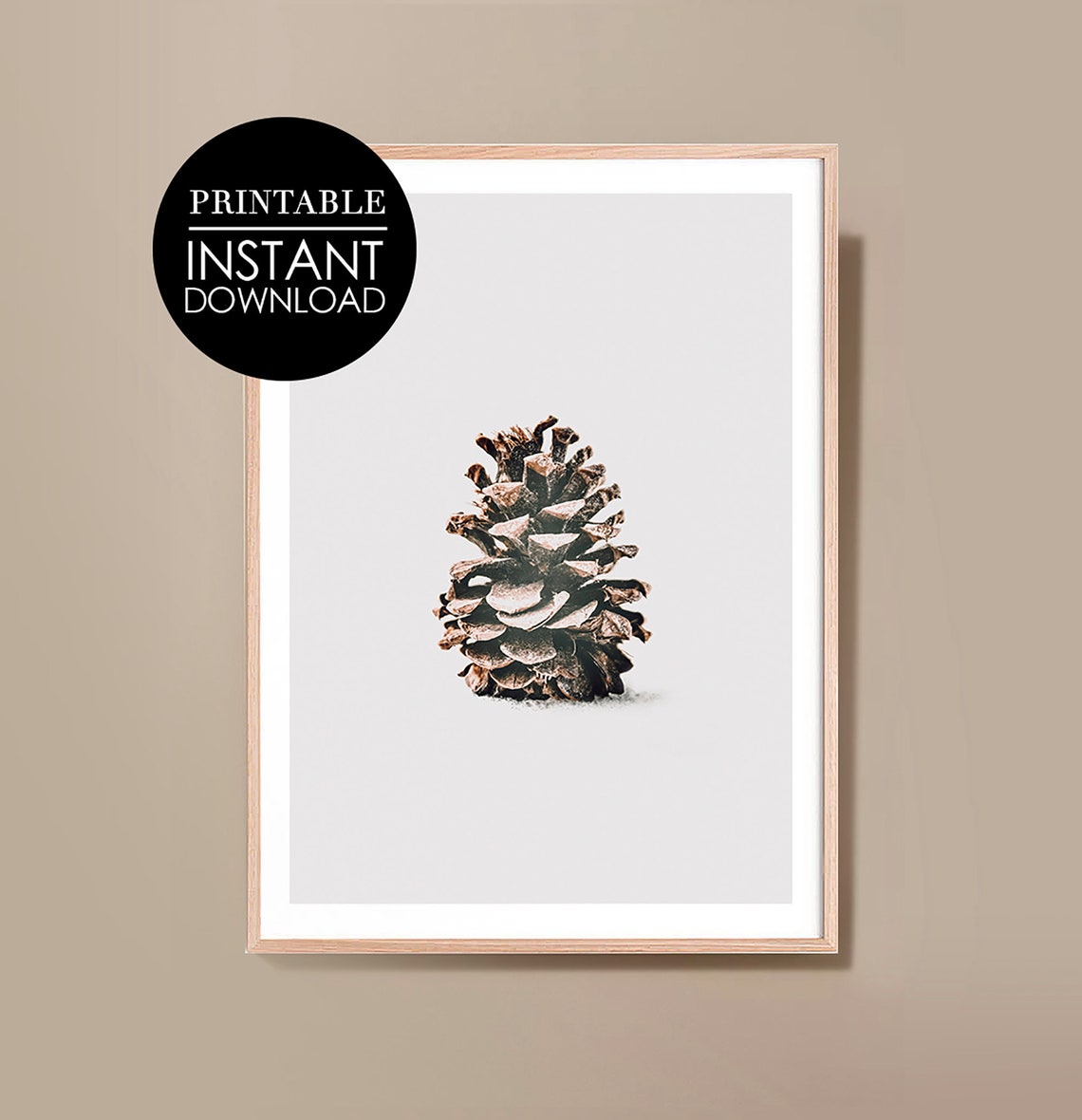 Pinecone Print Pine Botanical Winter Cone Wall Art Decor Minimalist
