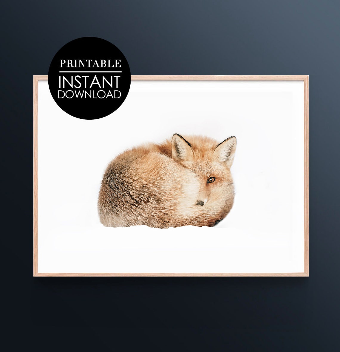 Fox Print Sleeping In Snow Nursery Wall Art