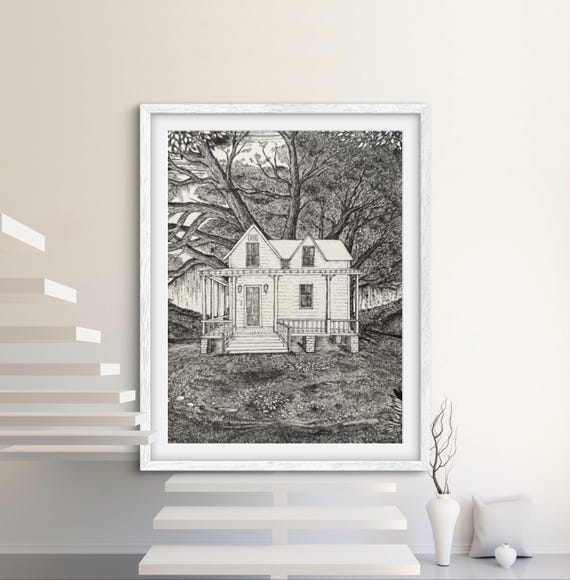 A Quaint Historical House Against Beautiful Oak Trees