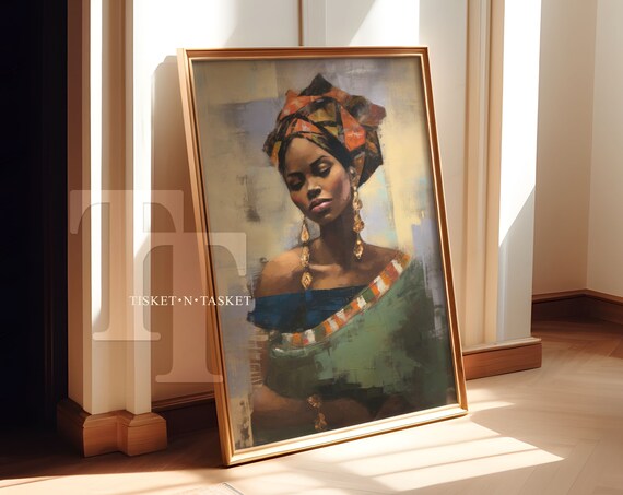 African Woman Painting Vertical Portrait Wall Art