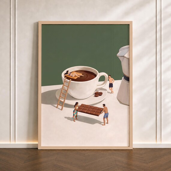 Coffee Adventures Art Print, Modern Kitchen Poster