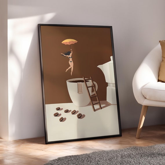 Coffee Diver Print Espresso Wall Art Trendy Kitchen Poster Lover Prints Good Morning Digital File