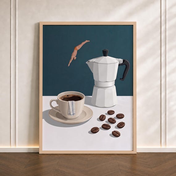 Coffee Lover Print Diver Poster Good Morning Espresso Trendy Kitchen Wall Art Optional Frame