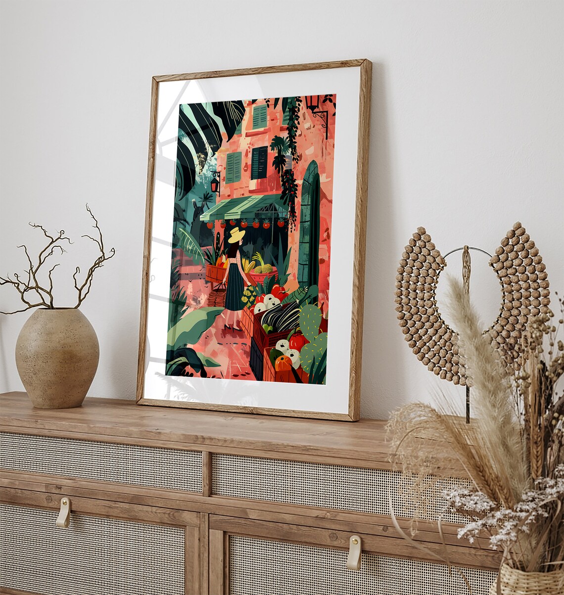Mexican Girl Travel Art Print Print Poster Cityscape Wall Art Printable Wall Decor Mexico Art Print Summer Floral Travel Poster - Image 3