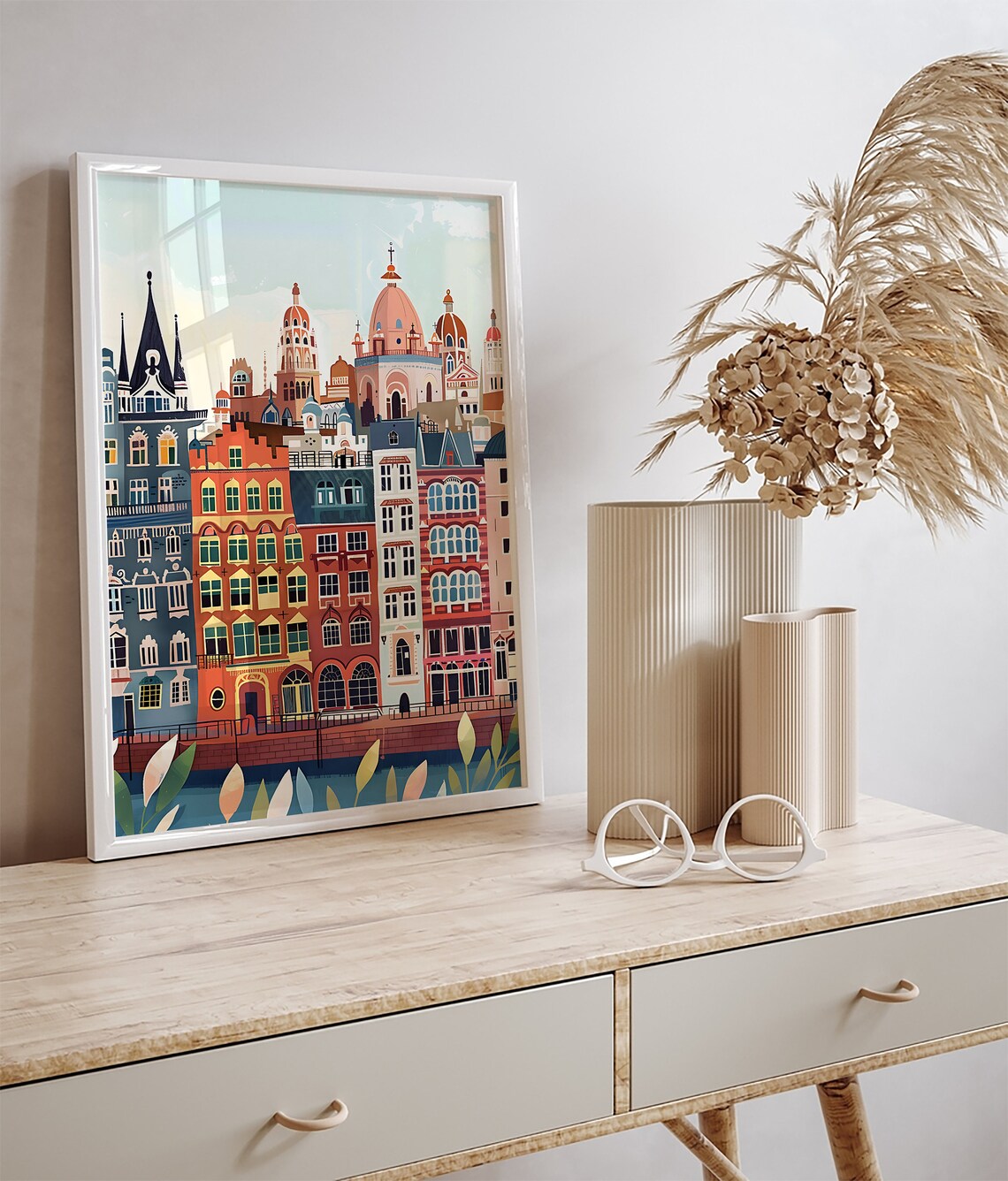 Colorful Mumbai Skyline Domed Towers Watercolor Cityscape Poster - Image 3