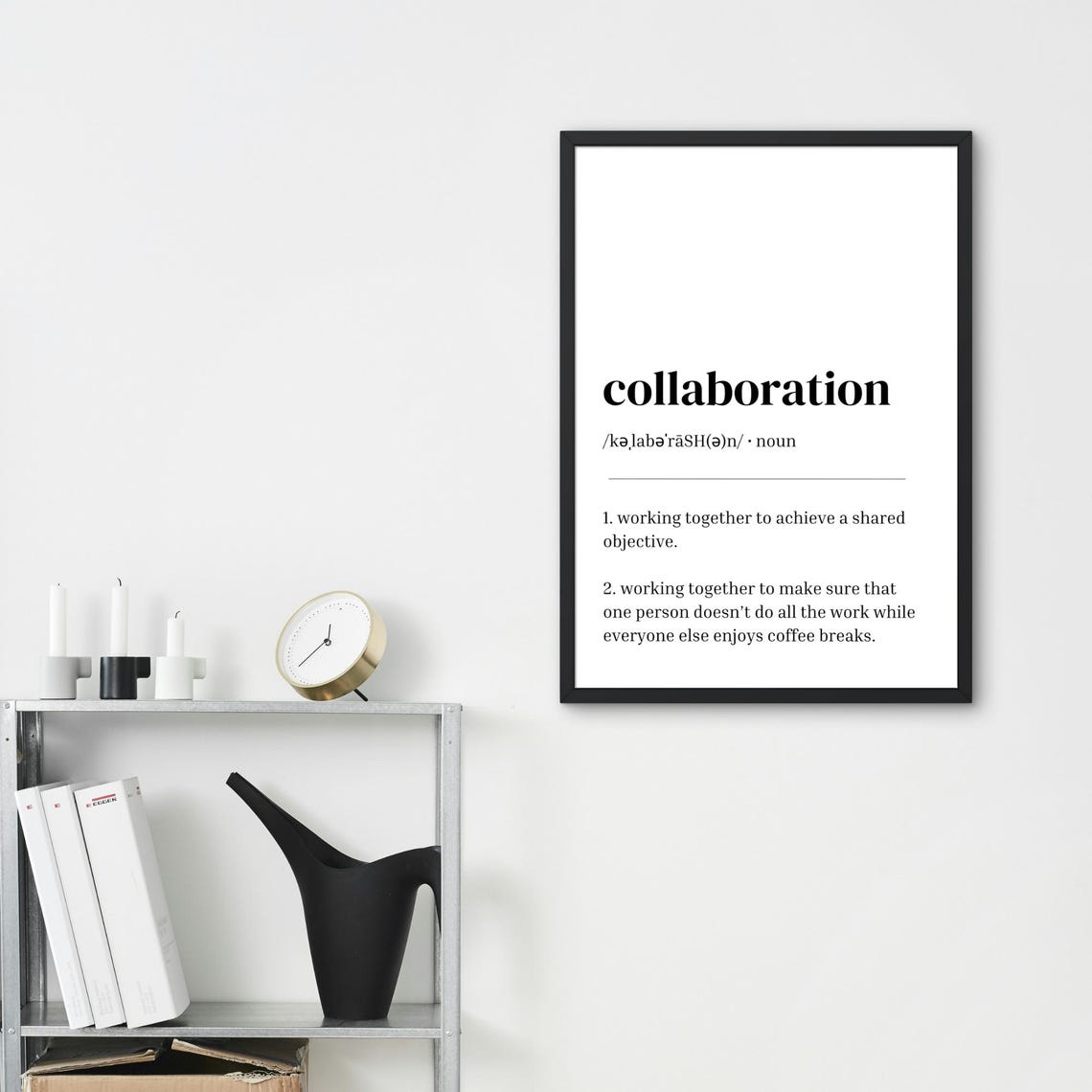 Collaboration Definition Minimalist Funny Office Coffee Break Poster - Image 3