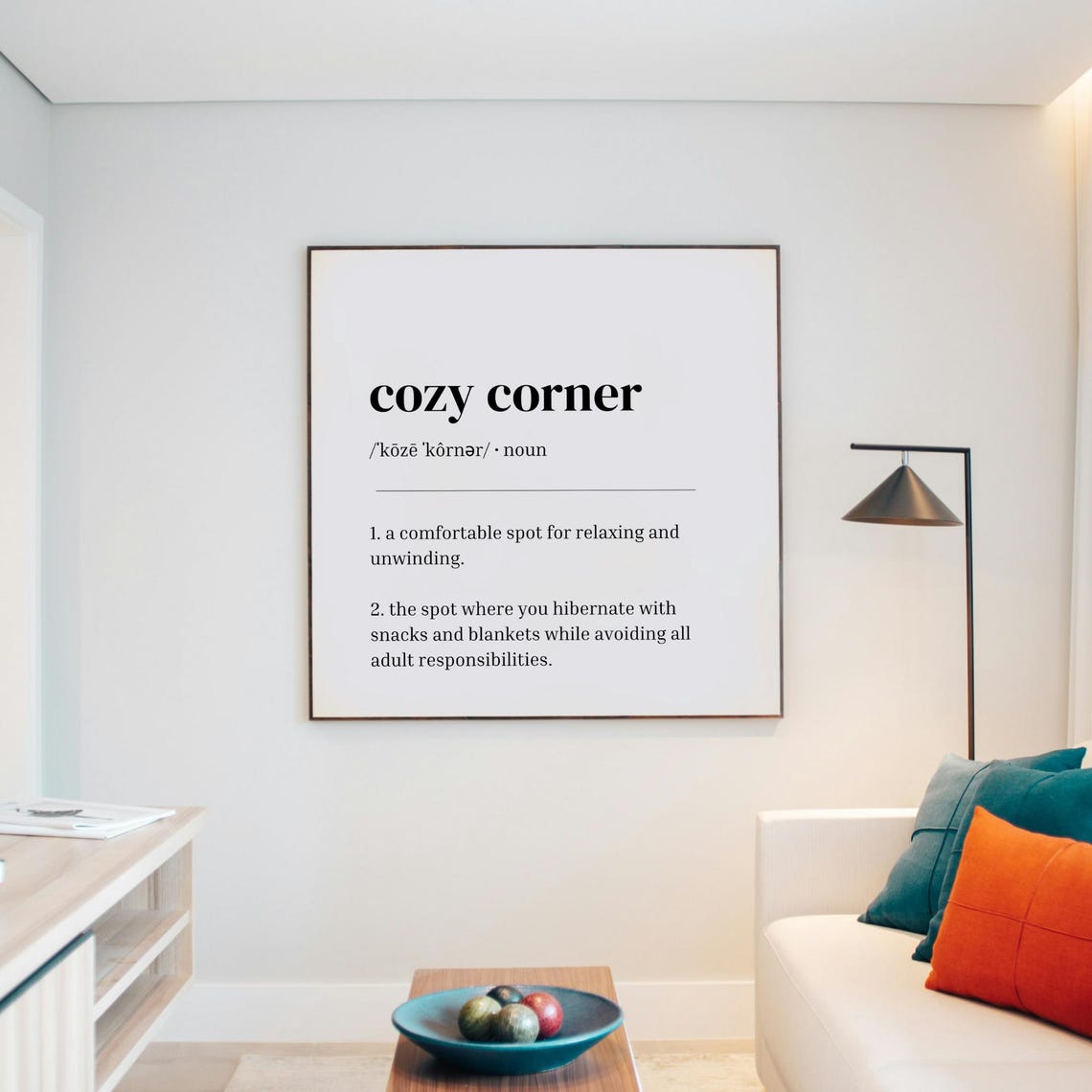 Cozy Corner Definition Minimalist Funny Blanket Snacks Quote Poster - Image 3