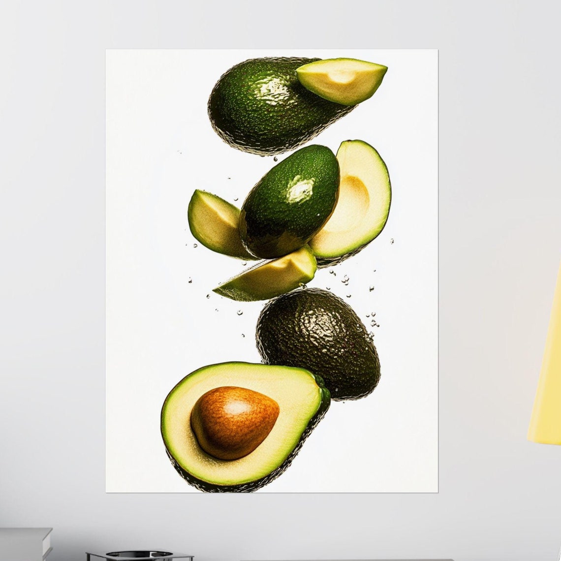 Floating Avocado Halves Modern Photo Kitchen Wall Decor Poster