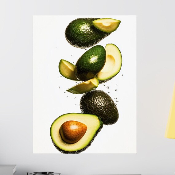 Kitchen Poster Avocado Art Print Food Wall Art Healthy Eating Decor Fruit Poster Green Kitchen Art Vibrant Avocado Artwork Kitchen