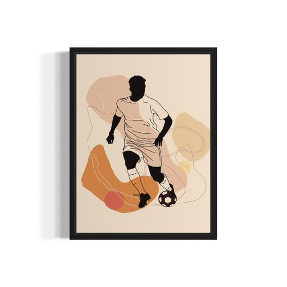 Playing Soccer African Art Print Wall Poster Original Paint Artwork Decor