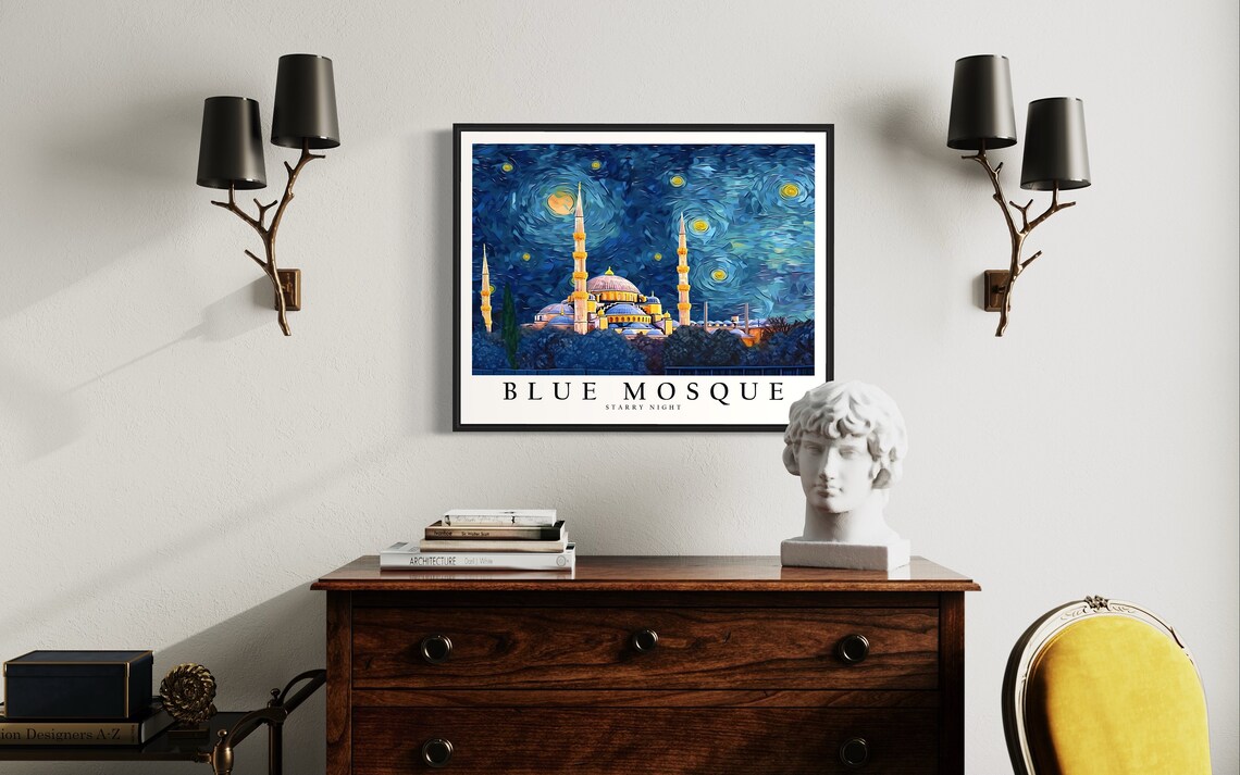 Blue Mosque Istanbul Turkey Van Gogh Starry Night Landmark Poster - Image 4