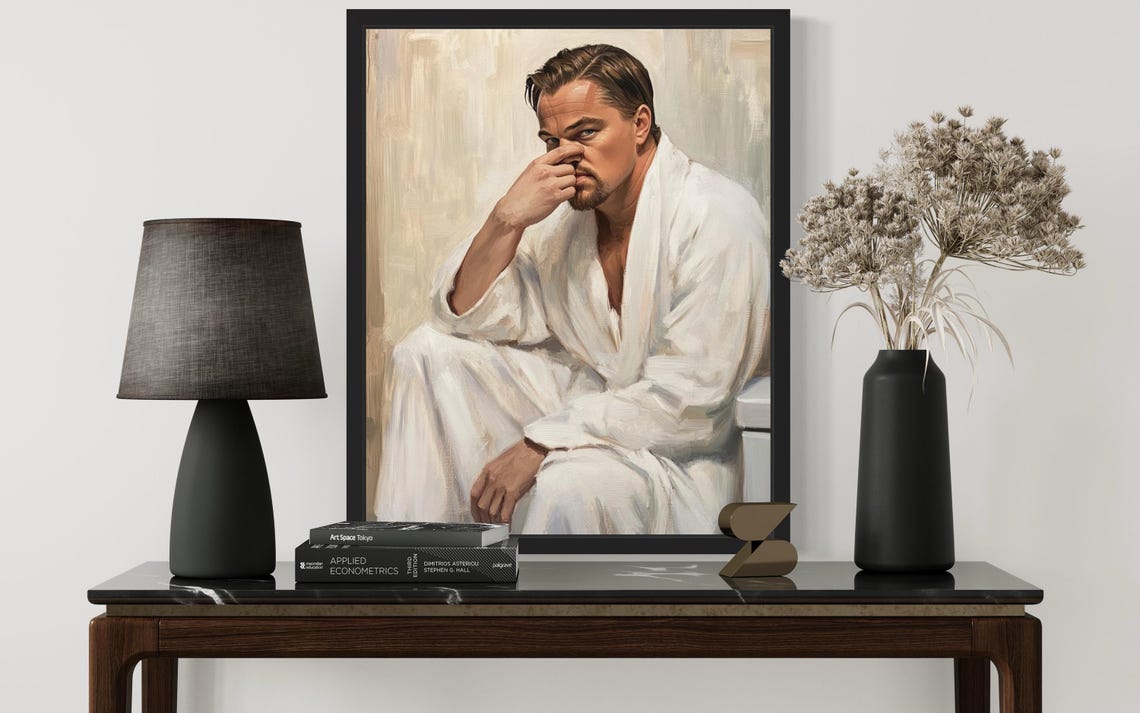 Handsome Young Man in White Robe Holding His Nose Funny Poster - Image 2