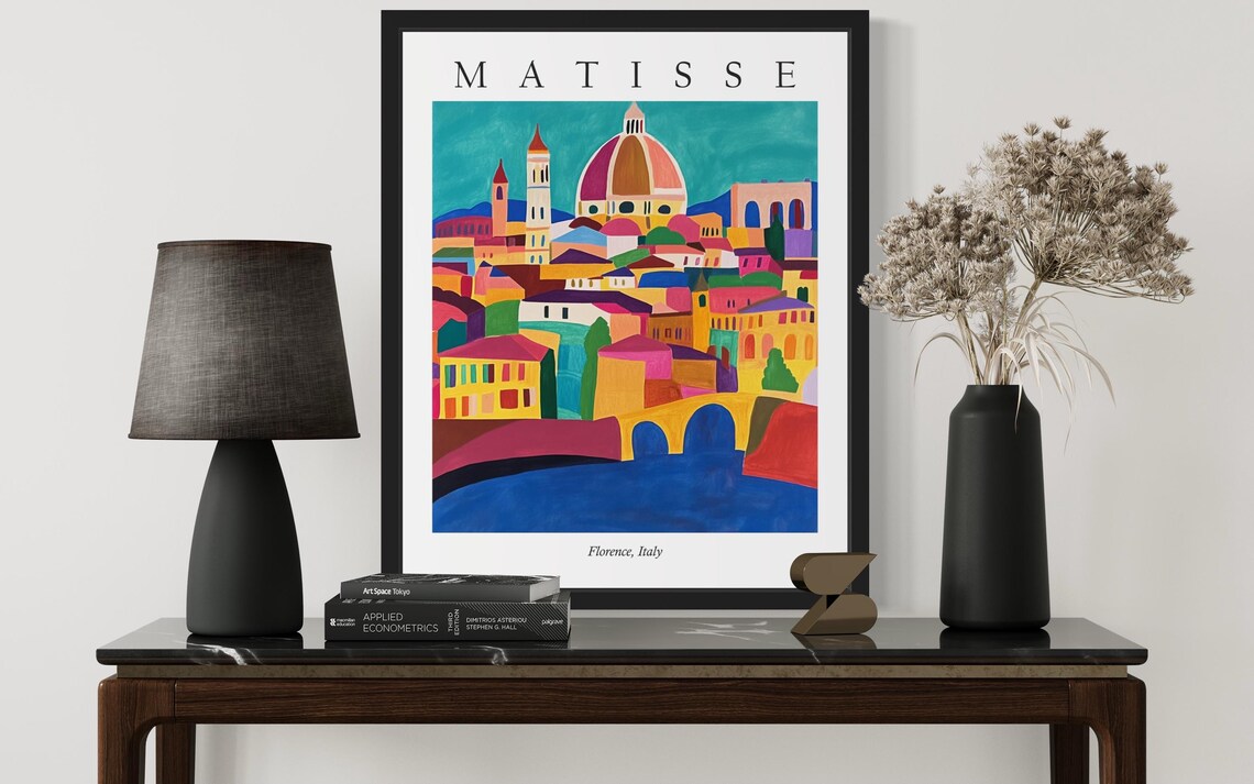 Florence Italy Duomo Skyline in Colorful Matisse Style Art Poster - Image 3