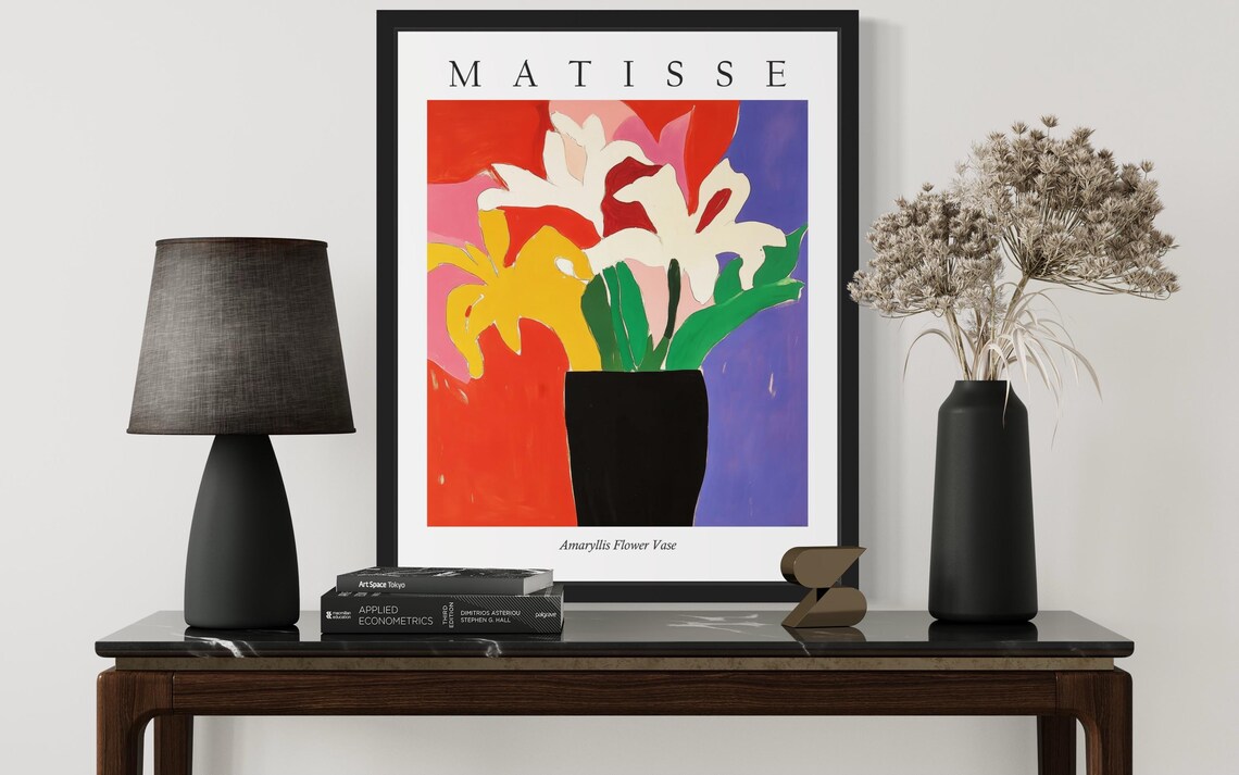 Matisse Style Amaryllis Flower Vase Dramatic Fauvist Still Life Poster - Image 3