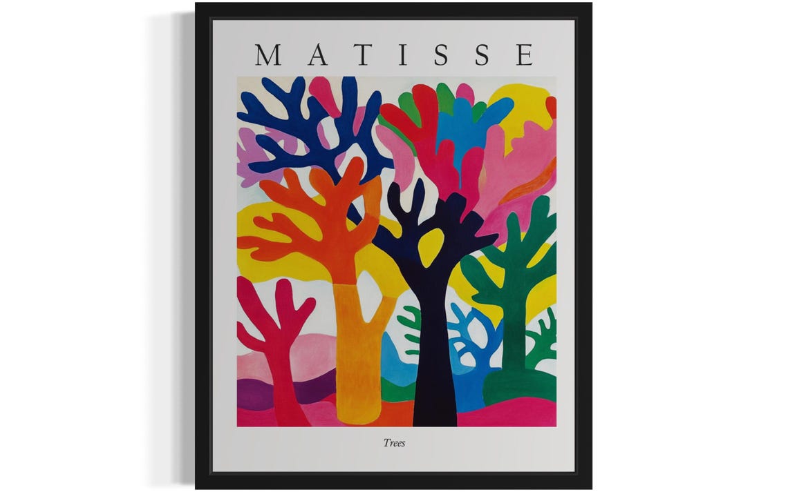 Matisse Style Coral Trees Abstract Landscape Colorful Art Poster