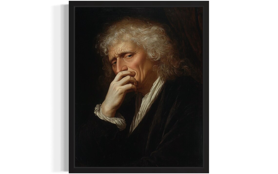 White Haired Isaac Newton Style Scholar Holding Nose Funny Poster