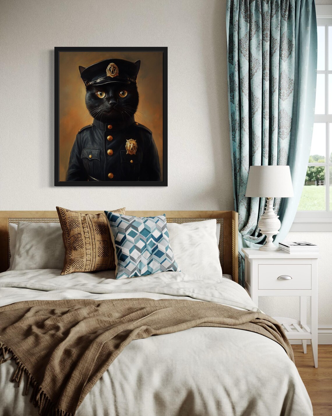 Black Cat Police Officer Portrait In Uniform With Gold Badge Poster - Image 4
