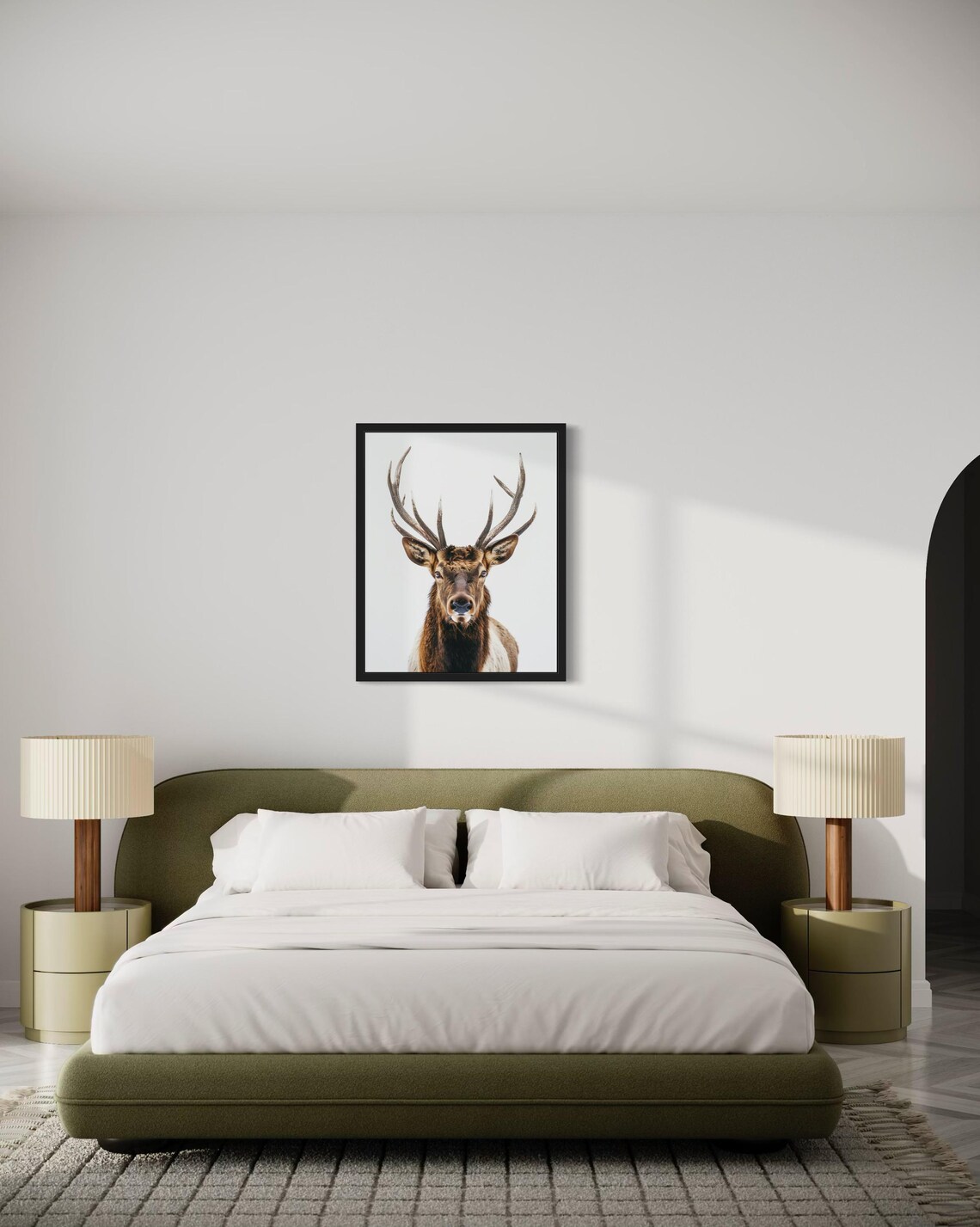 Noble Elk Stag with Grand Antlers Minimalist Wildlife Photo Poster - Image 3