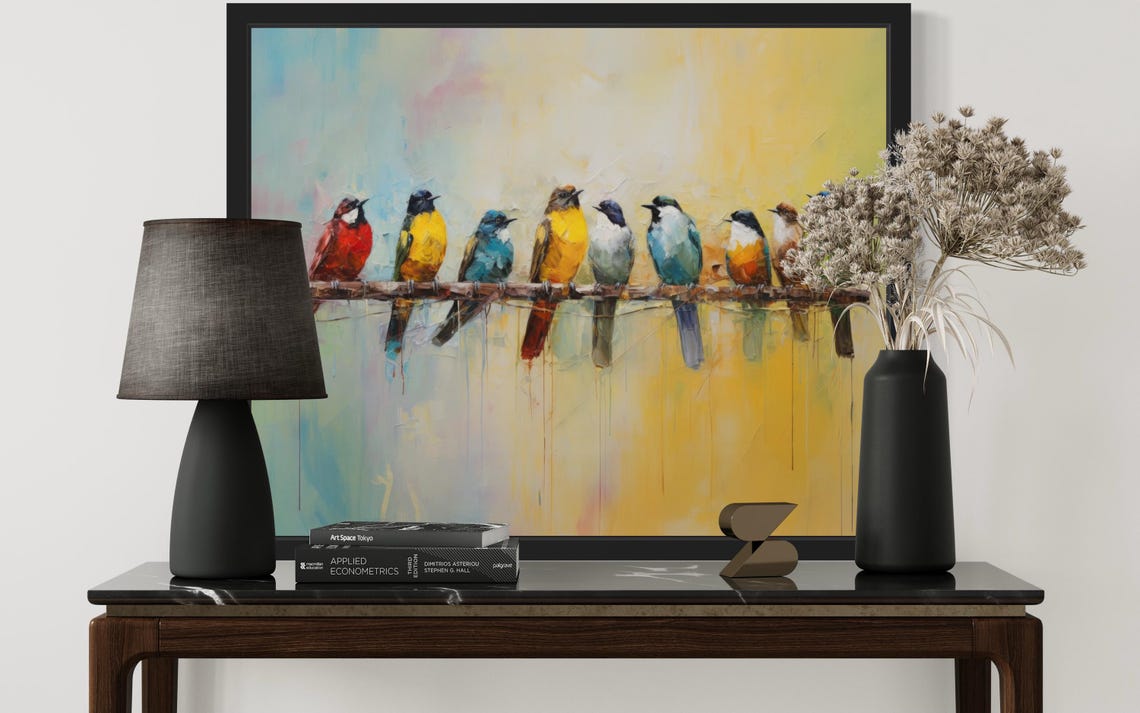 Birds On Wire Abstract Art Print - Image 3