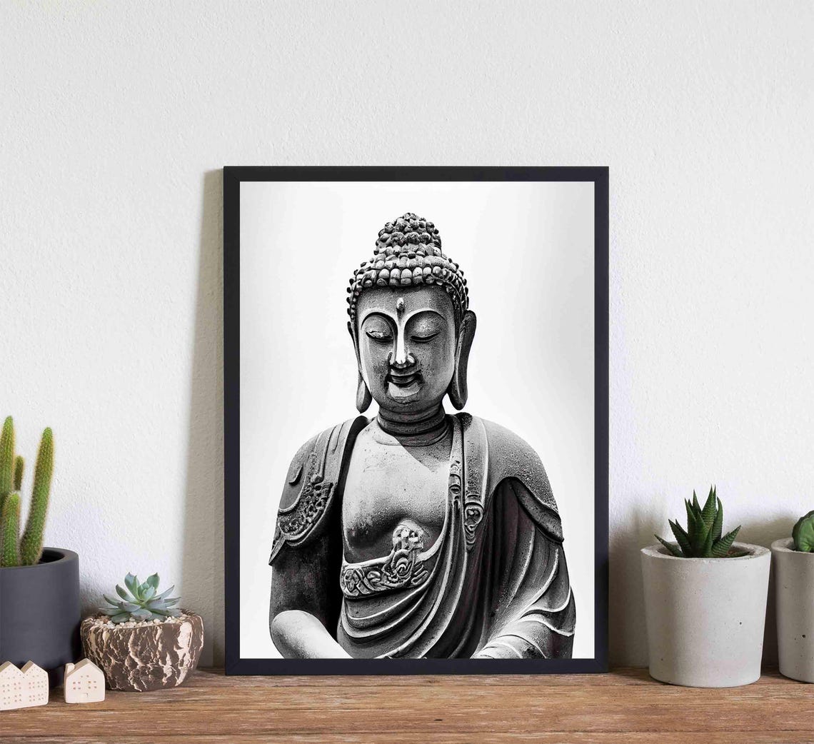 Buddha Black And White Animal Art Print Wall Art Poster Original Paint Artwork Artwork Decor - Image 3