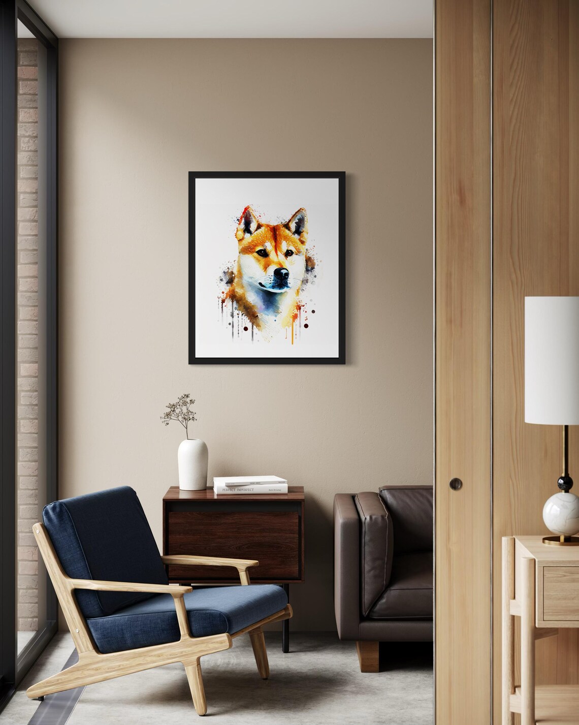 Shiba Inu Red Foxlike Dog Watercolor Portrait Breed Art Poster - Image 2
