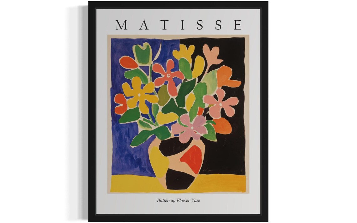 Matisse Style Buttercup Flower Vase Cheerful Fauvist Still Life Poster