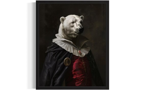Regal Polar Bear Vampire Aristocrat Gothic Victorian Portrait Poster