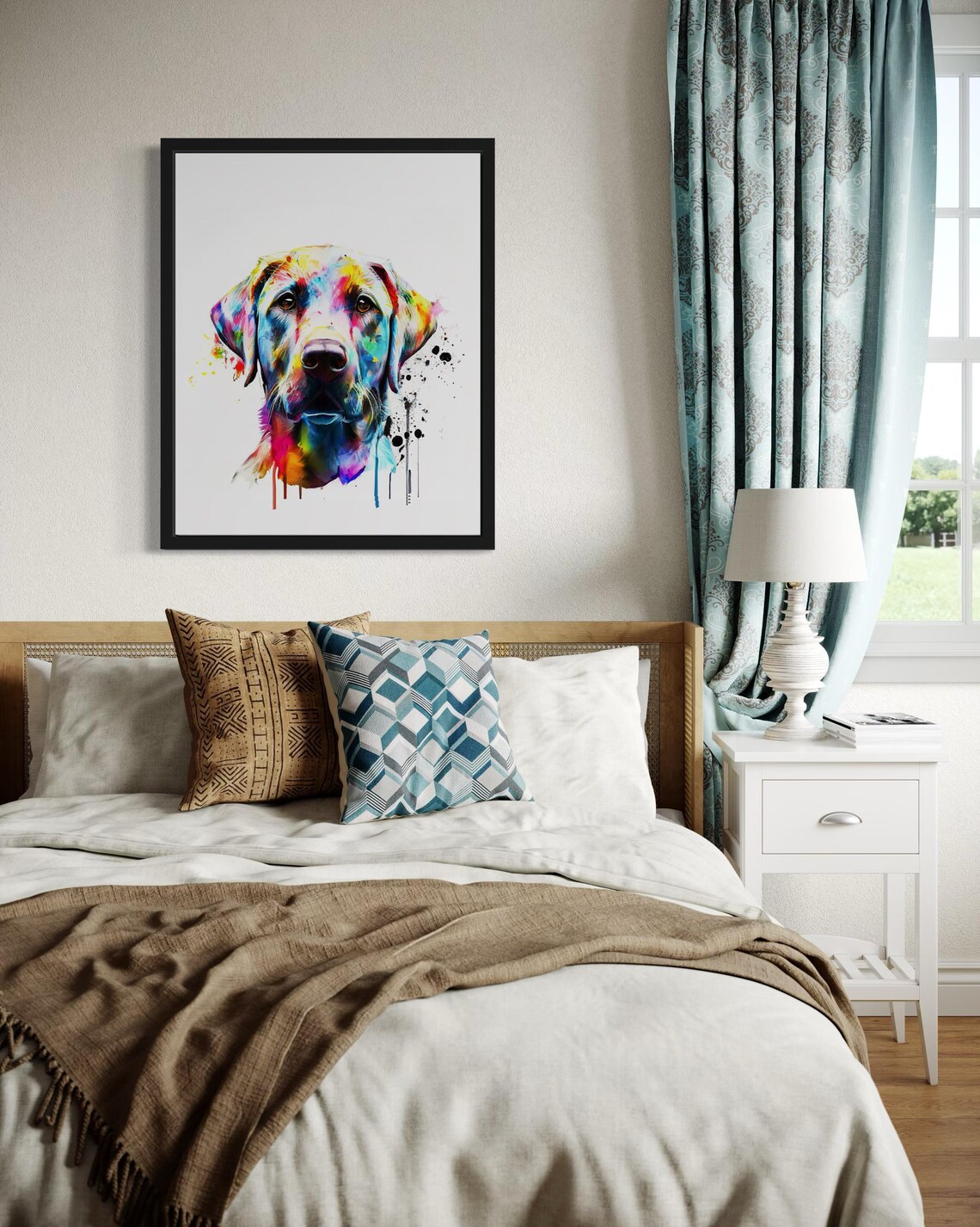 Labrador Retriever Rainbow Watercolor Portrait Family Dog Poster - Image 4