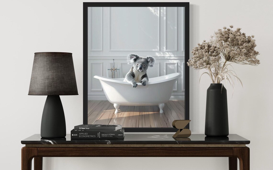 Koala Peeking Over a White Clawfoot Bathtub Elegant Photo Poster - Image 2