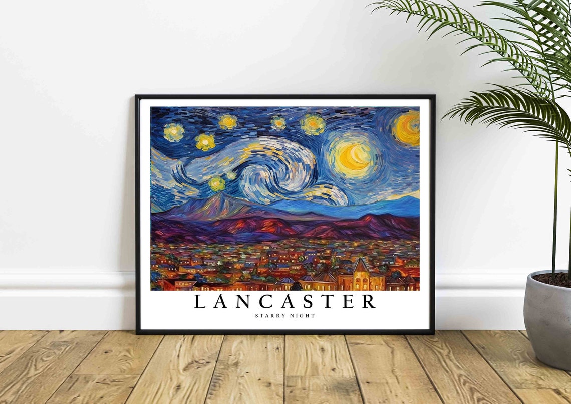 Lancaster Starry Night City Lights Mountain Horizon View Poster - Image 4