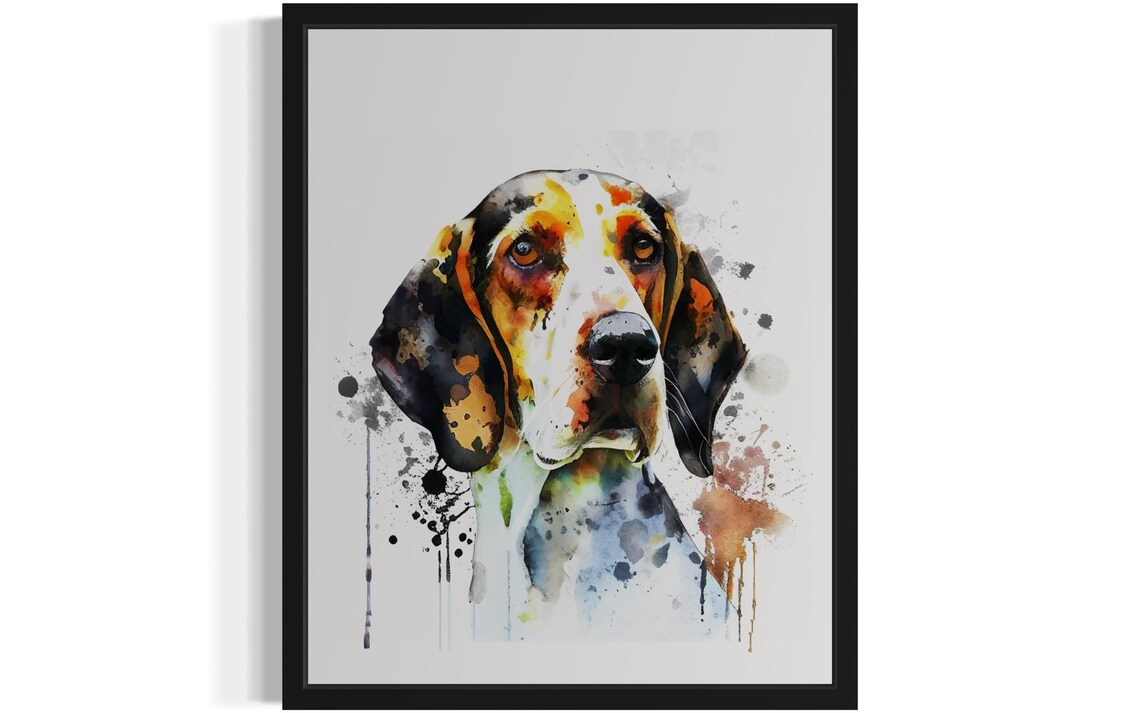 Treeing Walker Coonhound Watercolor Hound Portrait Art Poster