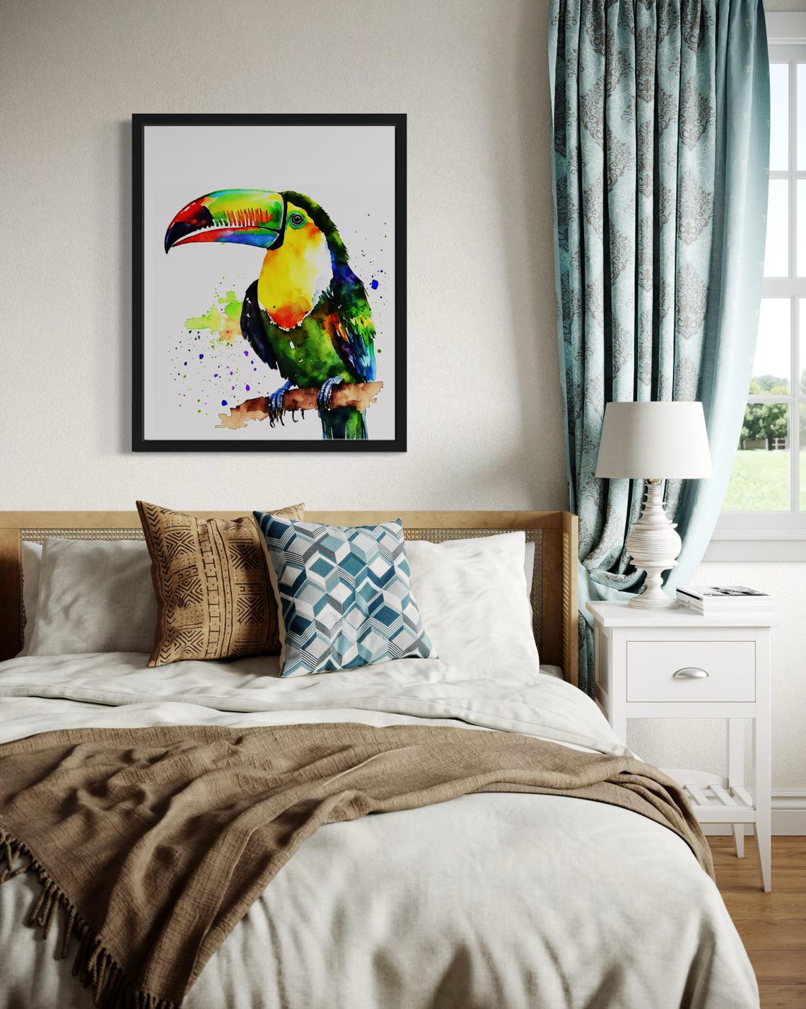 Keel Billed Toucan With Rainbow Beak In Watercolor Bird Poster - Image 3