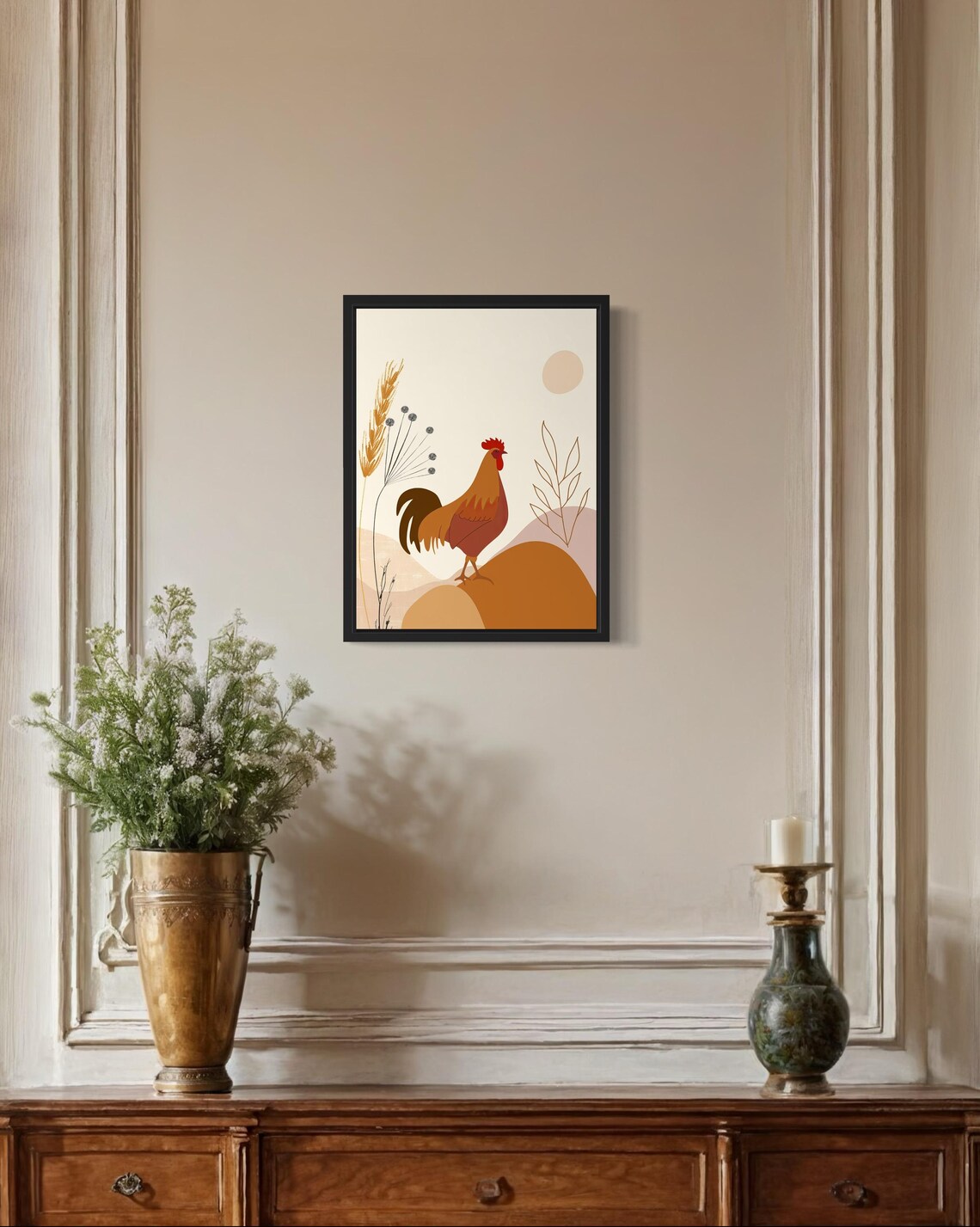 Proud Rooster Boho Terracotta Desert Landscape Minimalist Art Poster - Image 2