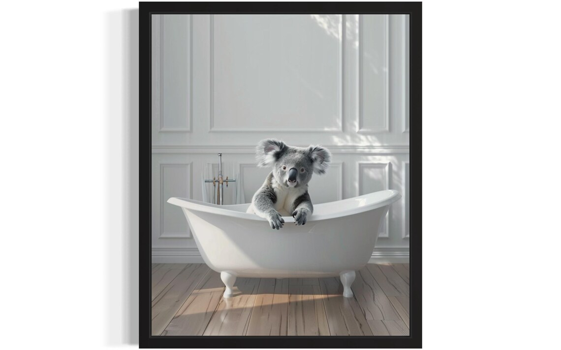 Koala Peeking Over a White Clawfoot Bathtub Elegant Photo Poster