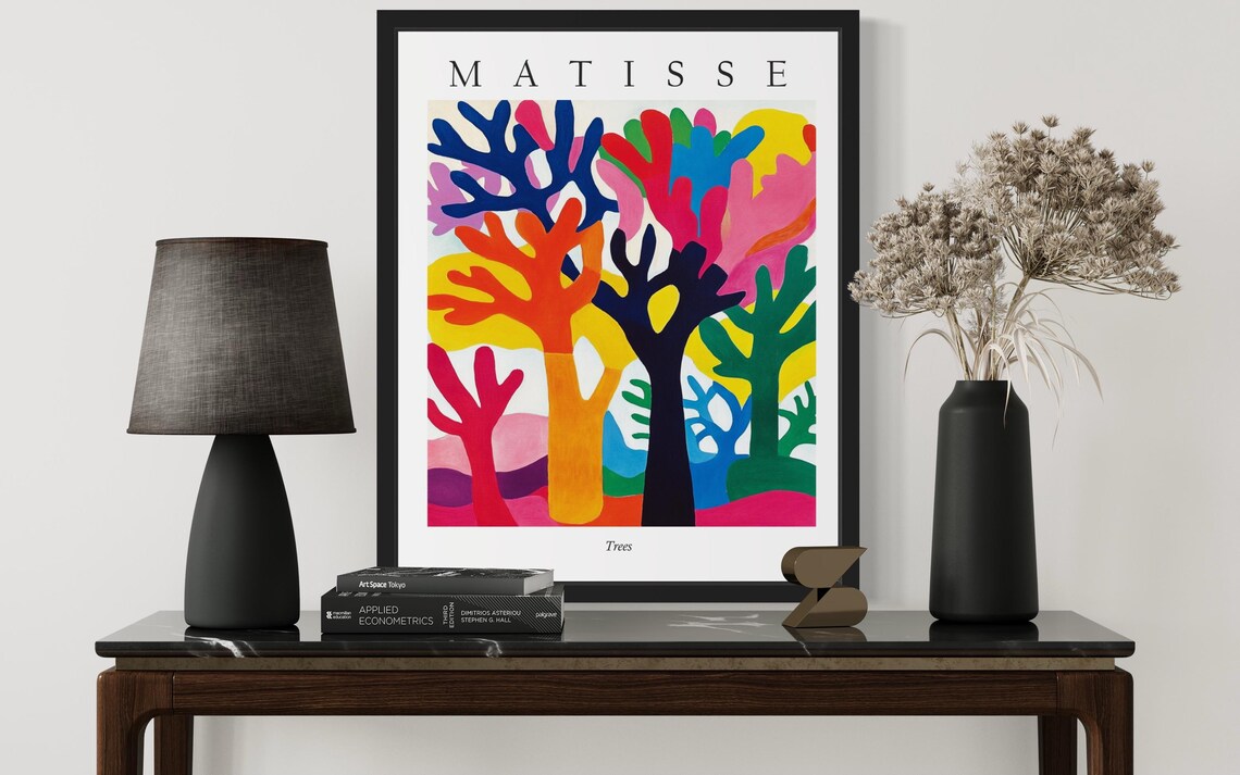 Matisse Style Coral Trees Abstract Landscape Colorful Art Poster - Image 3
