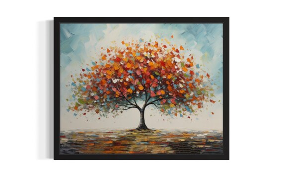 Colorful Tree Abstract Art Print Wall Art Poster Original Paint Artwork Artwork Decor