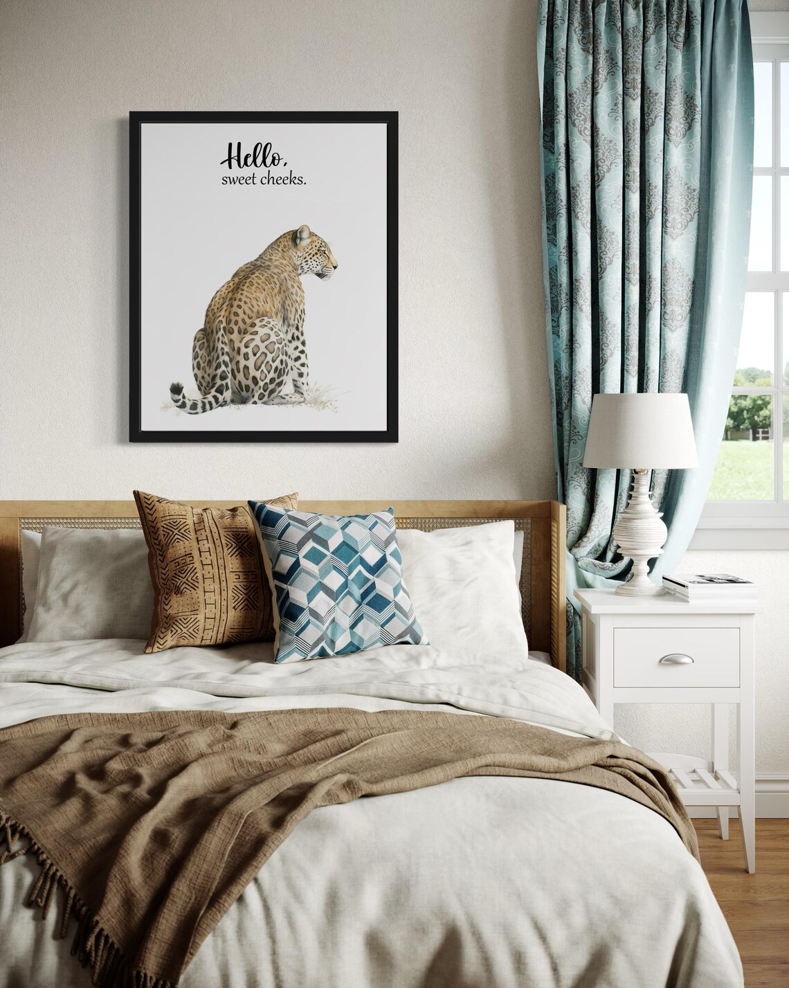 Hello Sweet Cheeks Spotted Leopard Sitting Bathroom Humor Poster - Image 2