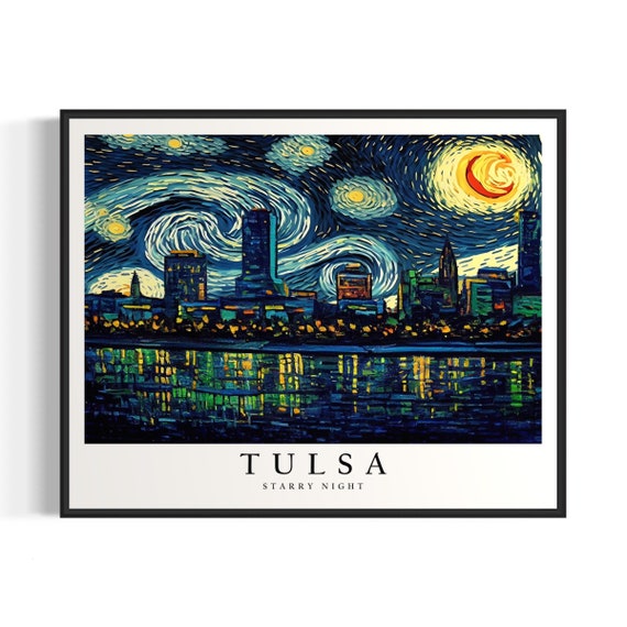 Tulsa Starry Night Art Print Van Gogh Tulsa Poster Wall Art Original Tulsa Painting Decor